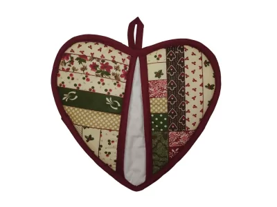 Chňapka srdce patchwork pásky