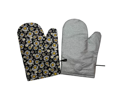 Chňapky kopretiny na černé Alutex - pár